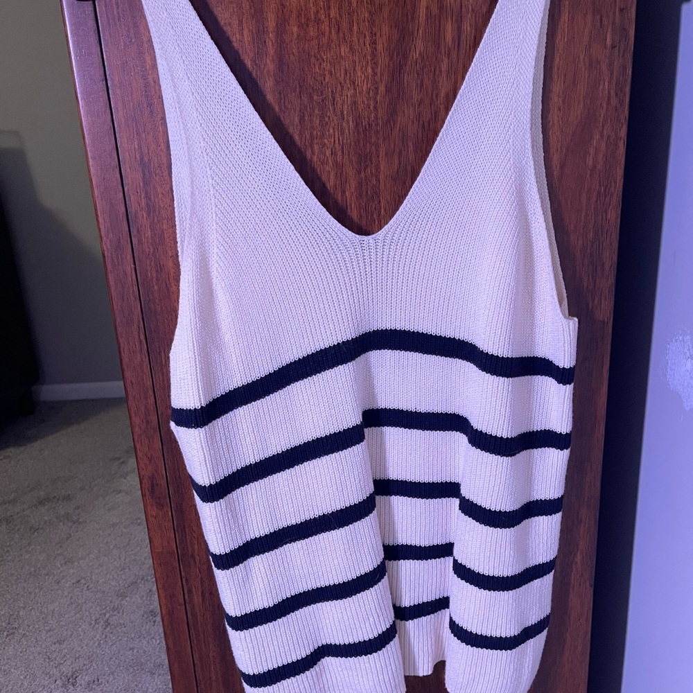 ANDREE BY UNIT Black and White Striped Tank Top